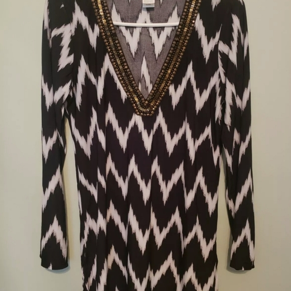 La Blanca Night Waves V-neck Tunic Swim Cover-up - Picture 3 of 6